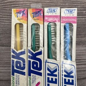 4 LOT Tek Professional Toothbrush Full Head Firm Straight Sealed Vtg 1975/1991